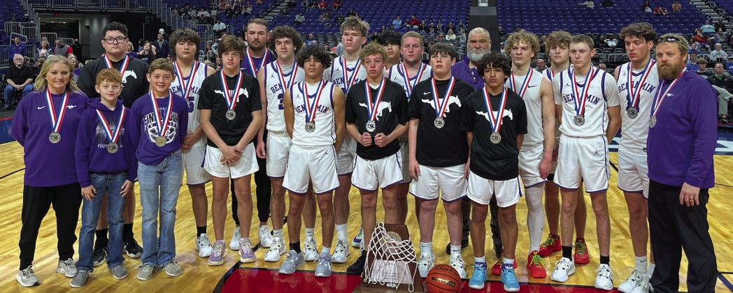 SEASONFINALE The Benjamin Mustangs ended an amazing season as the state runners up Saturday at the Alamodome in San Antonio, falling to Jayton 60-53. | SUE JANE SULLIVAN/KNOX CO. NEWS COURIER