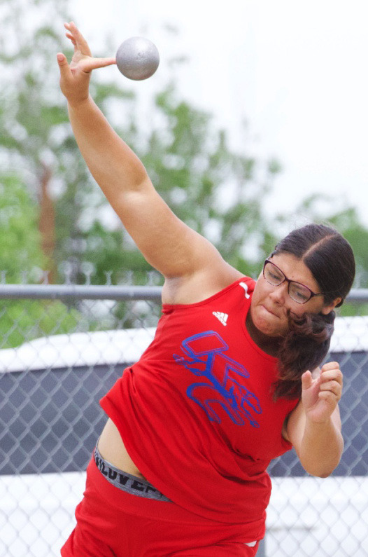 At the area track meet last week in Chillicothe, the Greyhounds advanced three girls to regional competition, including taking 1st place in the shot put. | SHERI BATY