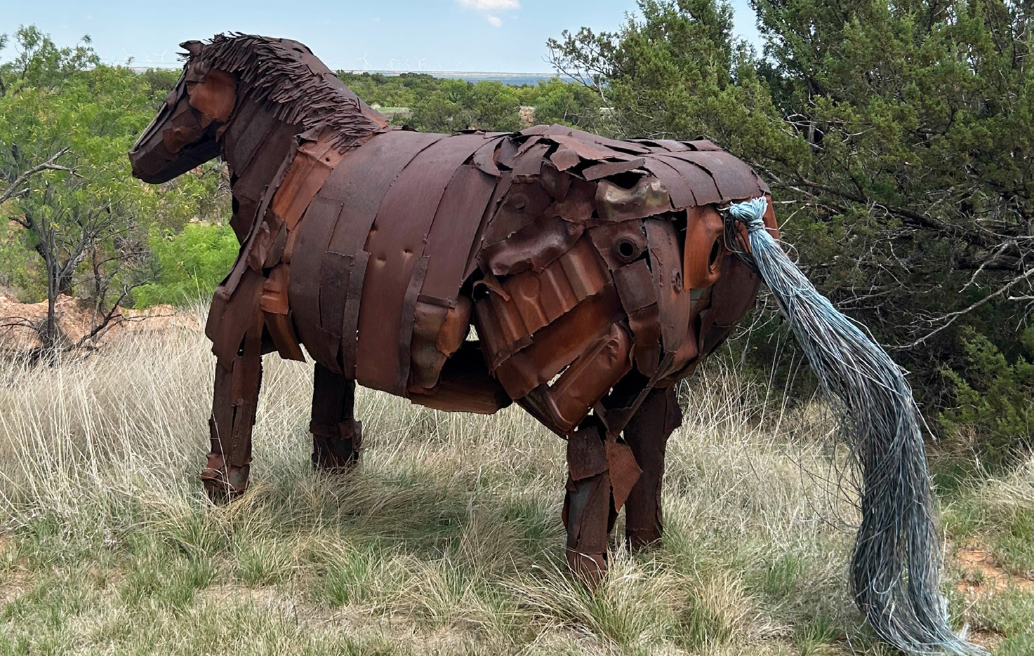 IRONTRAIL This horse—which seems ready to tear off into the canyon—is just one of the works of art you can see at the Jim Bob Art Park and NatureTrail north of Benjamin,Texas. | TROY PARTON PHOTO