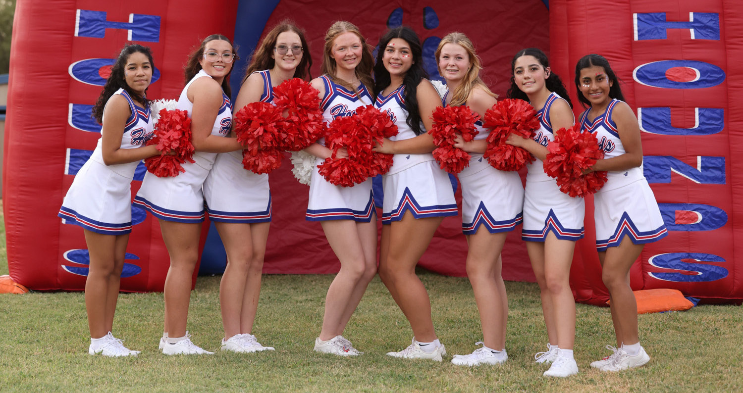 KNOX CITY GREYHOUND CHEER Knox City Greyhound Cheerleaders, from left: Eren Howeth, Lexi Abila, Ximena Samano, Kennedy Blackburn, Taytum Gariepy, Isabella Depippo, Abigail Young, Anna Martinez