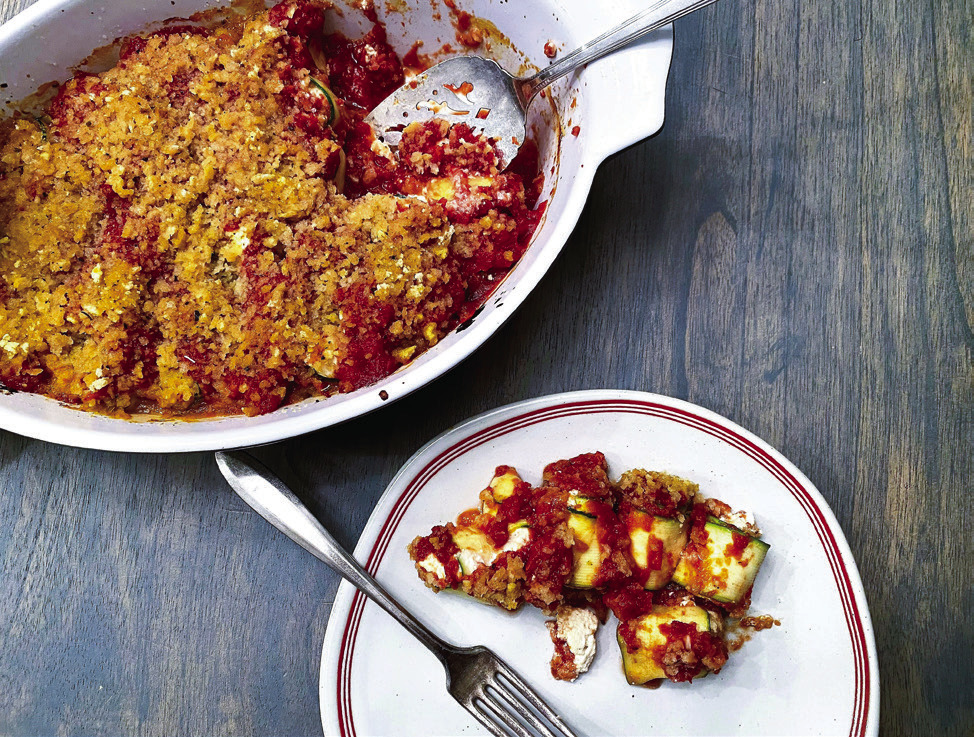ZUCCHINI ROLLATINI An Italian flavored recipe that brings a delightful taste with the combination of tangy tomato sauce, and zucchini stuffed with a dairy-free cream filling. | ANGELINA LARUE PHOTO