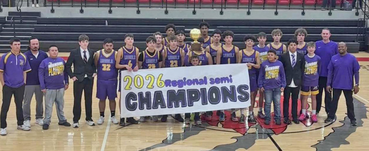 WINNINGWAYS The Munday Moguls varsity boys basketball team won the Area championship Friday, Feb. 27, 2026 by defeating theWestbrookWildcats 56-33.They advanced to the Regional playoff where they defeated the BuenaVista Longhorns 55-42Tuesday, March 3 in Brownfield. They are scheduled to face Water Valley in the Semi-finals Friday, March 6 at Abilene Christian University’s Moody Coliseum. | COURTESY PHOTO