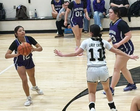 BACK-AND-FORTH BATTLE The Lady Stangs found themselves in a back-and-forth battle versus Northside last Tuesday, Jan. 13. Northside and the Lady Stangs traded blows throughout the game, but Northside was able to pull away and win 31-18. The Lady Stangs then traveled to Crowell on Friday, Jan. 16 where they were defeated by the Lady Cats 59-23. | COURTESY PHOTO