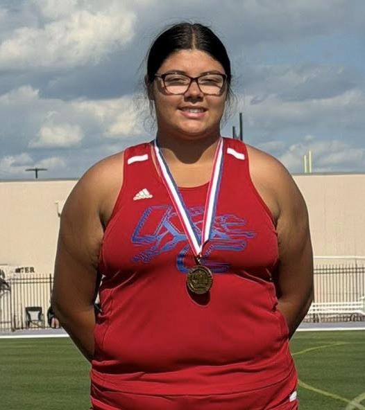STATE BOUND Knox City’s Audri Perez qualified for the state track meet, finishing in 3rd place in the Region 2A track meet and winning the wild card. She will be competing in Austin May 14-16. | COURTESY PHOTO
