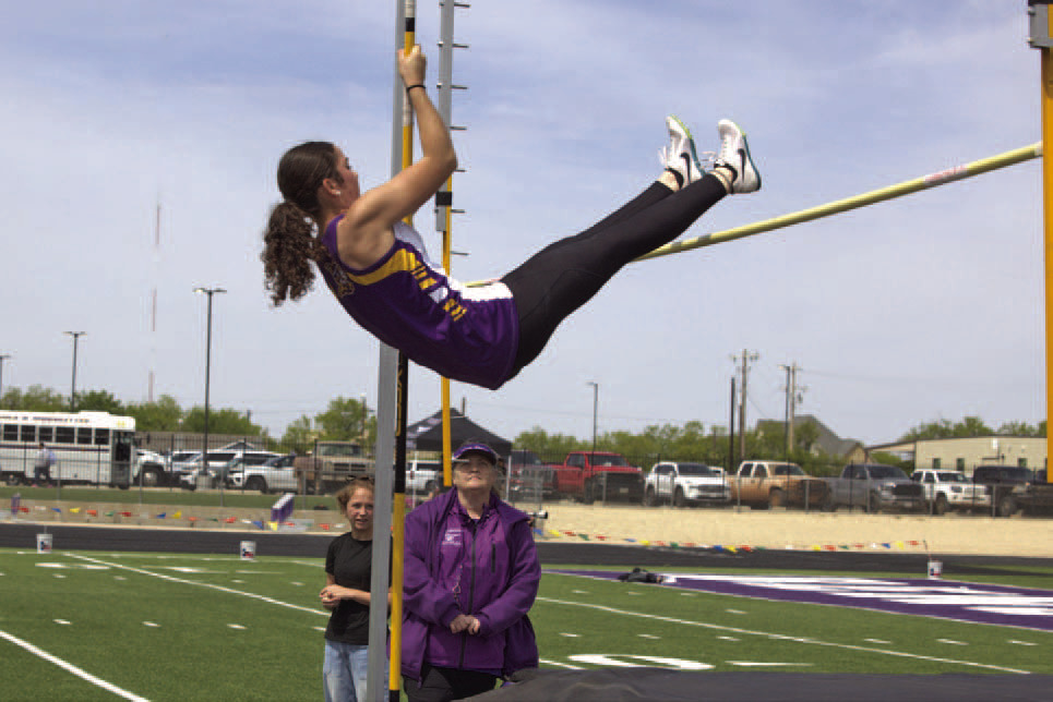 1st PLACE IN POLE VAULT Brooke Urbancyk reaches the sky in girls pole vault, taking 1st place. | SHERI BATY PHOTO