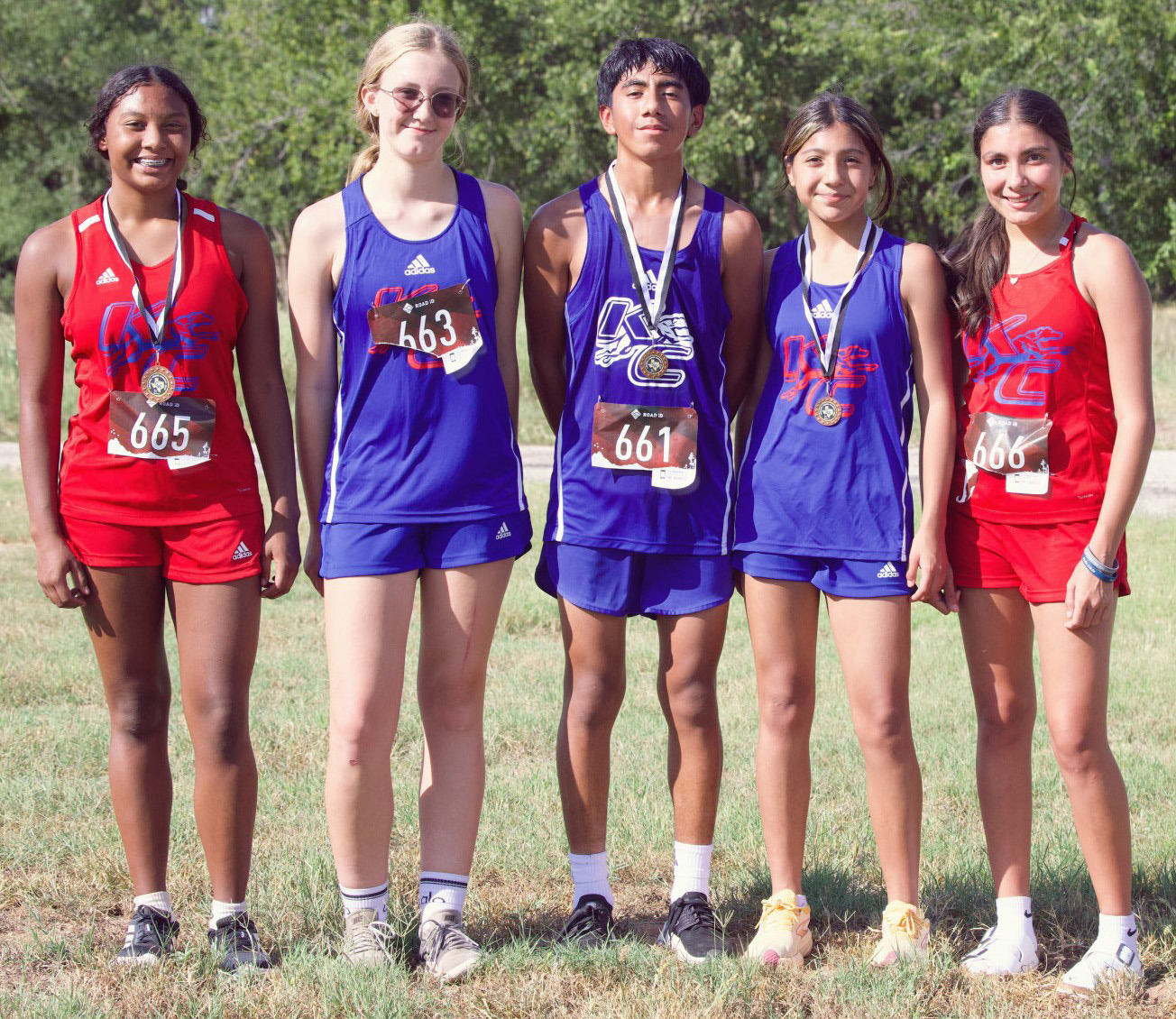 KNOXCITYWELLREPRESENTED The Knox City cross country competitors from (l) Neveah Martinez, Kennedy Blackburn, Brayan Samano, Zynleigh Garcia, Bailey Espinosa. | SHERI BATY PHOTO