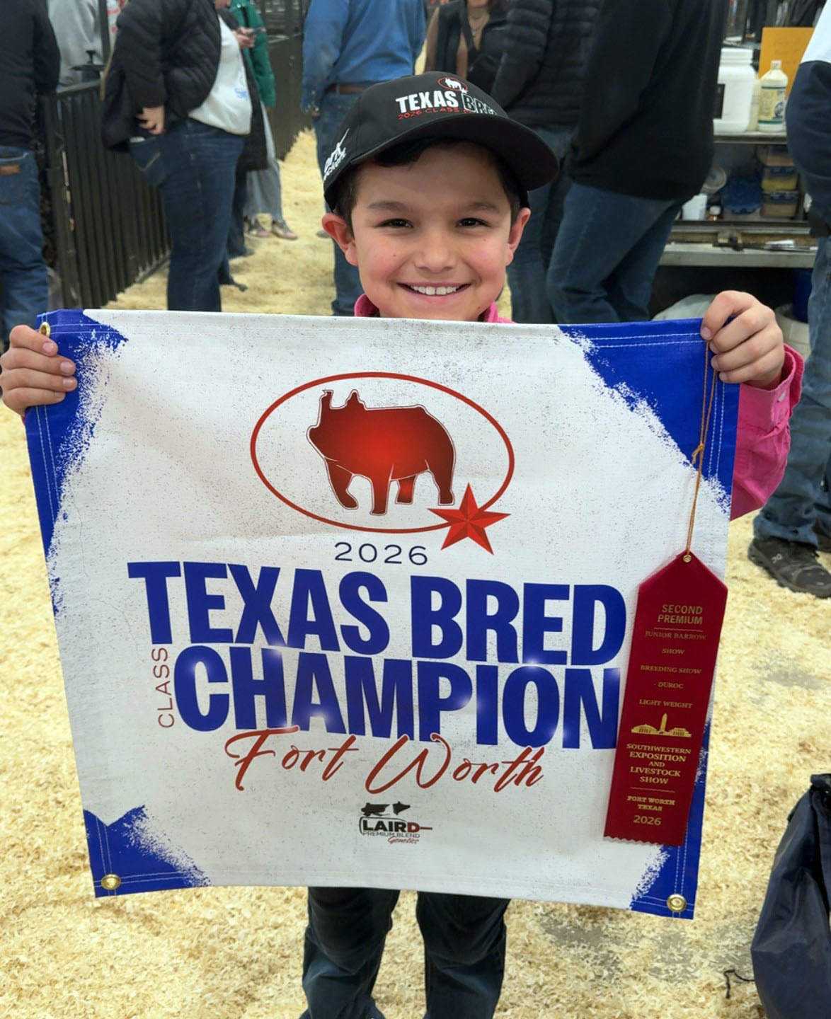 TOPPLACINGDUROC Leegan Sanchez placed 2nd in his class with his lightweight duroc Big Red at the Fort Worth Junior Livestock Show. | JAYLA SANCHEZ PHOTO