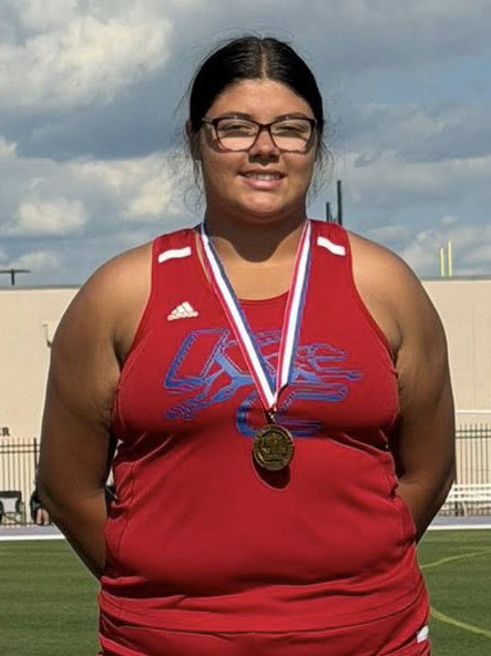 STATE BOUND Knox City’s Audri Perez qualified for the state track meet, finishing in 3rd place in the Region 2A track meet and winning the wild card. She will be competing in Austin May 14-16. | COURTESY PHOTO