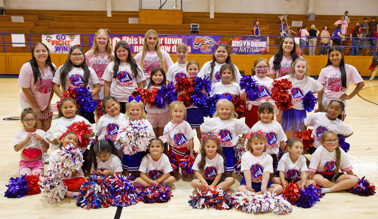 The Little Leaders performed at the Pep Rally and showed off their cheer talent and spirit in support of the Greyhounds before the Knox City versus Newcastle football game on Friday night. | SHERI BATY PHOTO
