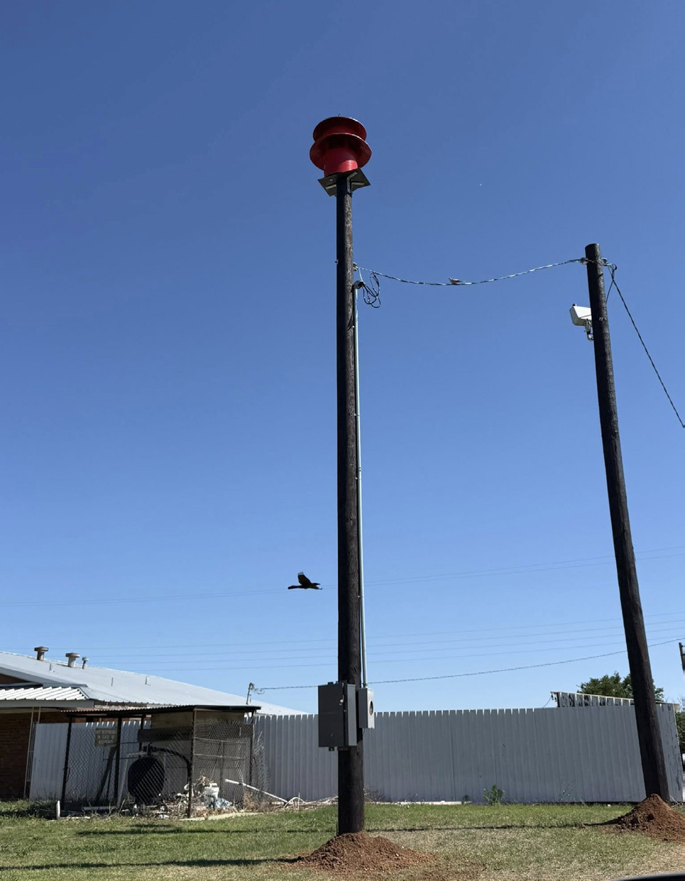 WAIT FOR IT … A new 3-phase siren was installed and connected by AEP, through a joint effort of Knox City officials and community members. The initial test has not been set, according to the Knox City Police Department. | COURTESY PHOTO