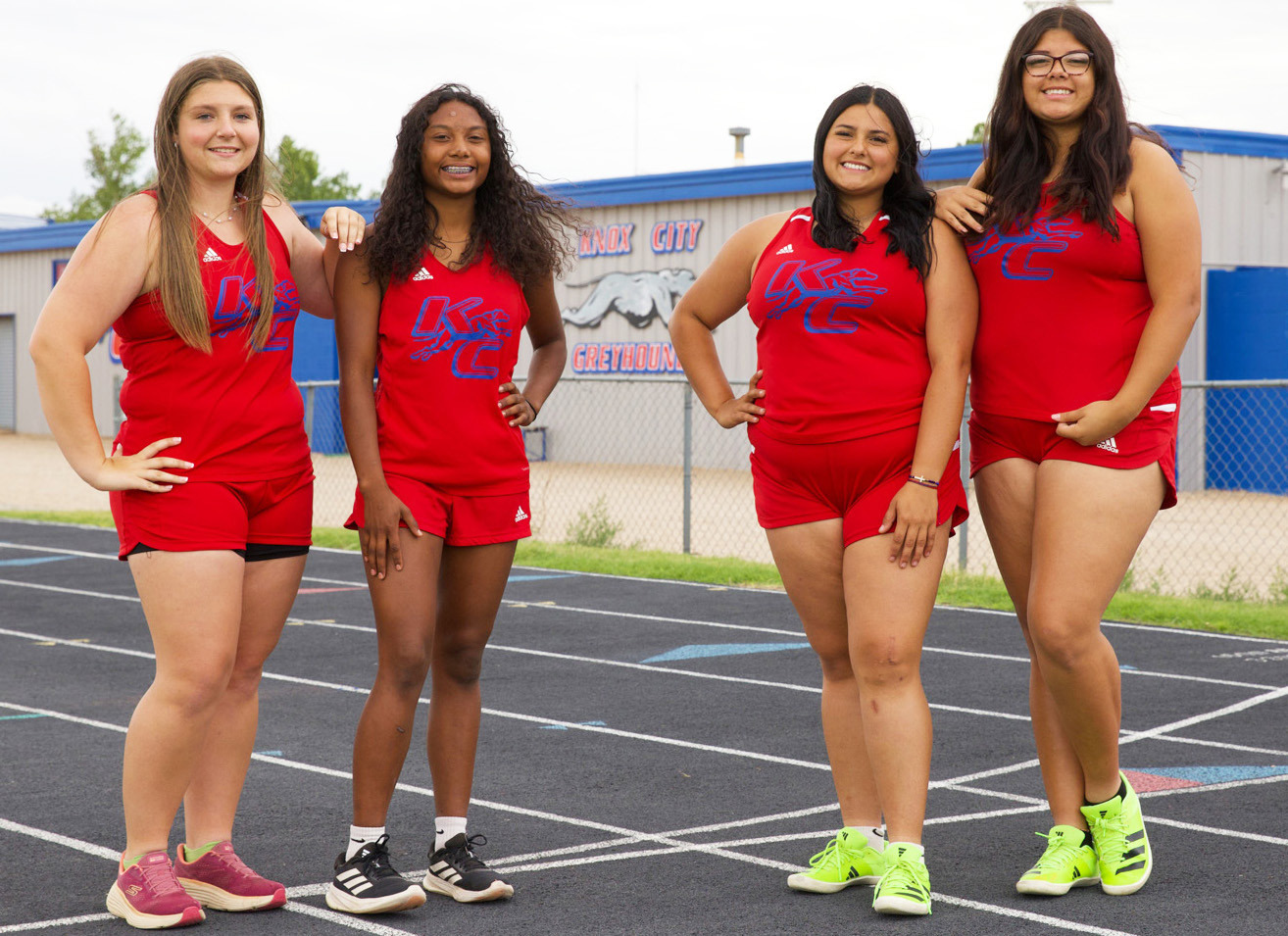 REGIONAL BOUND Knox City High School regional qualifiers in girls track were #7 Kateleigh Carr, Neveah Martinez, Aubrey Lerma and Audrey Perez. | SHERI BATY