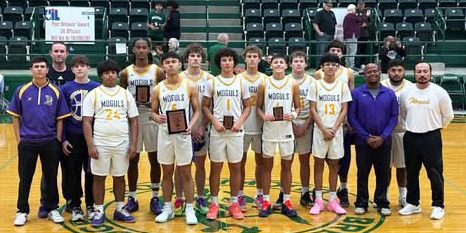 MUNDAY OUTSCORES CITY VIEW Munday Moguls All-Tournament basketball players #1 Caisen Lee, #3 Haiden Bowman, #4 Carson Willison, and tournament Most Valuable Player #0 Ja’Riyis Williams, outscored City View 64-58 to claim the Breckenridge Tournament. The junior varsity finished 2nd at the Haskell JV tournament. | COURTESY PHOTO