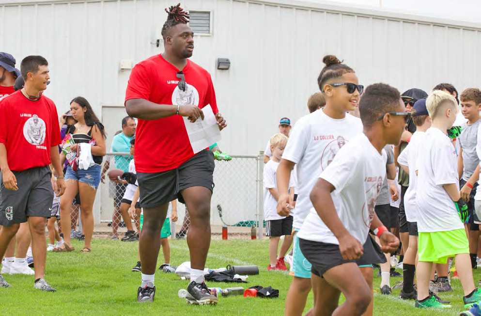 NATIVE SON Arizona Cardinal and Munday native LJ Collier's football camp was held Saturday from 9:00 a.m. until noon at the Munday High School's sports complex. It was a perfect morning for the event with cloudy overcast skies and cooler than normal temperatures. MORE PHOTOS, PAGE 6 | SHERI BATY PHOTOS