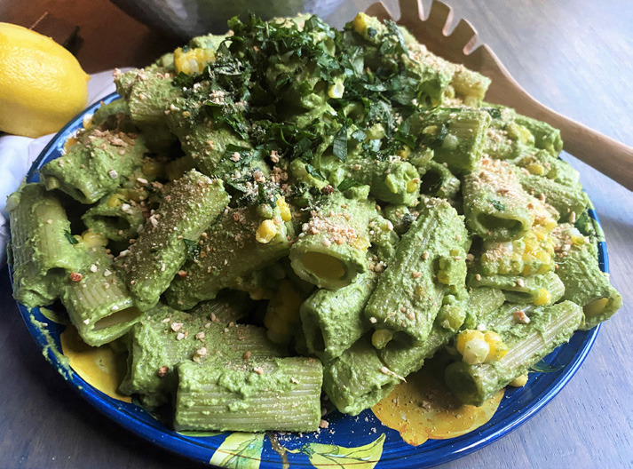 Creamy Pesto Pasta with Fresh Corn