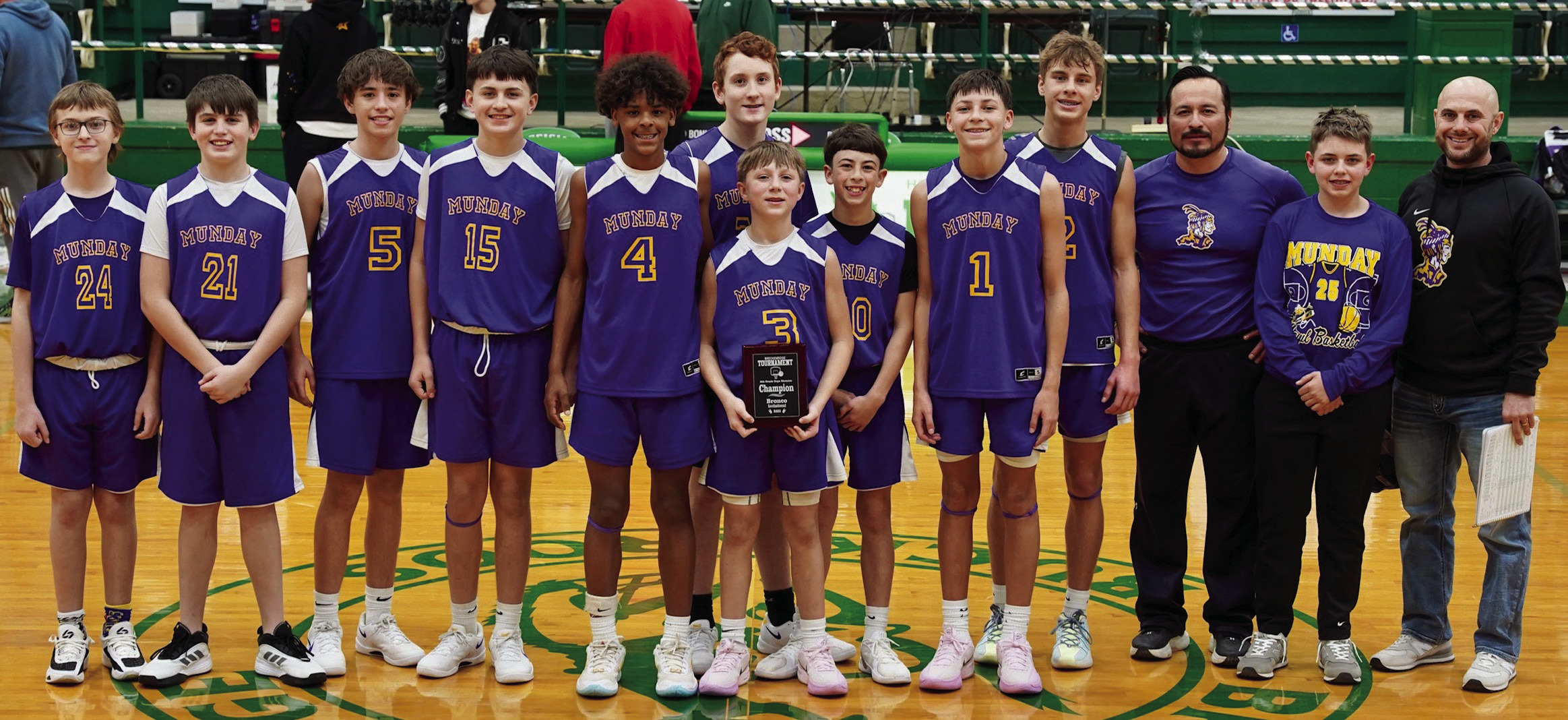 JUNIOR HIGH MOGULS WALK AWAY TOURNAMENT CHAMPIONS This past weekend, the 8th grade Moguls participated in the Breckenridge A Team Invitational Tournament where they were ultimately crowned the tournament champions. They defeated their first opponent Breckenridge 44-26. They defeated their next apponent New Wave Christian Academy 40-17. Lastly, they met up with a good Peaster squad in the championship game, but came out on top with a score of 32-25. | LACI BOWMAN