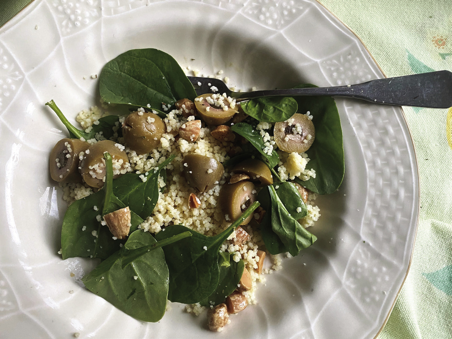 Couscous spinach grain bowl