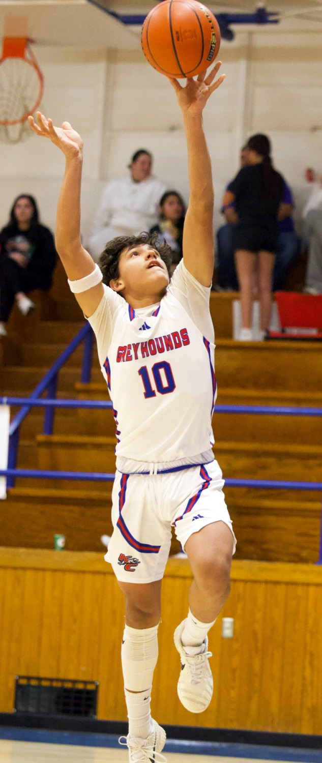 GRAB AND GO FOR TWO Hunter Lerma got the grab and go for two points as the Greyhounds top the Wildcats and come away with the win and are in a great position heading toward the playoffs. The Greyhounds are currently in fourth place in district standings. | SHERI BATY PHOTO