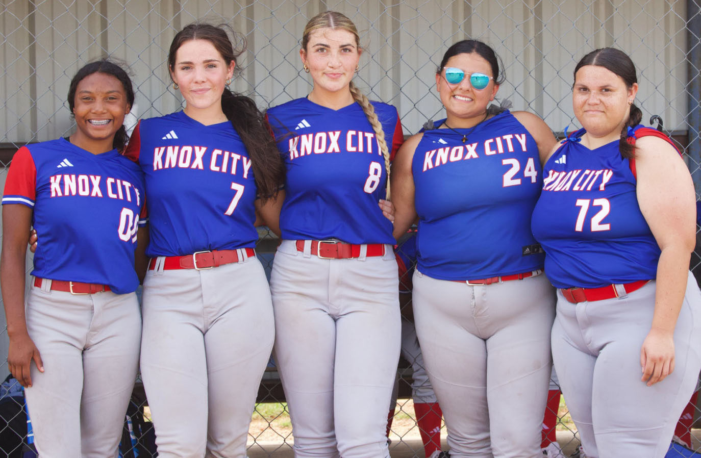 KNOXCITYSOFTBALLSENIORNIGHT Graduating seniors, from left, are Naveah Martinez, Savannah Friddle, K’Lee Grimsley, Aubrey Lerma and Gabi Martinez. | SHERI BATY