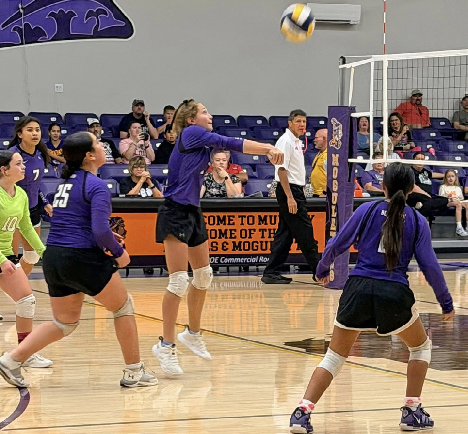 TRADITION IS A POWERFUL MOTIVATOR The Benjamin girls volleyball team pulled off a dramatic five-set win over Munday Oct. 25 before a home crowd of Lady Stang supporters on Senior Day. | COURTESY PHOTOS