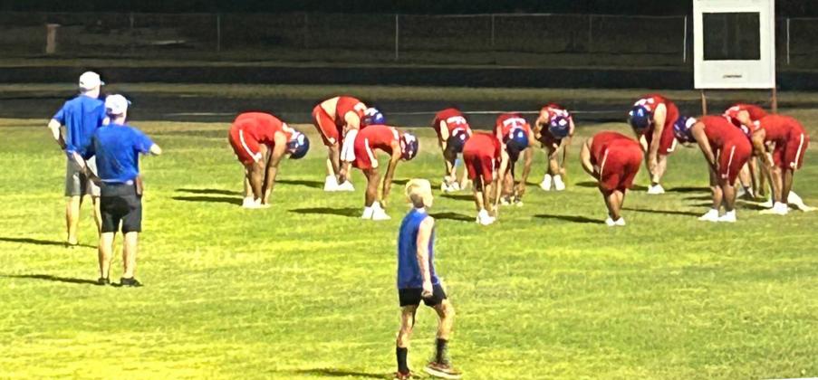 COACHESLOOKON as the Greyhounds start off right with stretches. Fourteen football players were on the field for day one of the 2026 campaign.