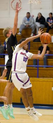 HOUNDS DRAW THE FOUL Hunter Lerma reaches for the net and draws the foul. | SHERI BATY PHOTO
