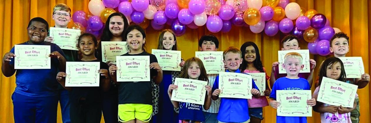 Pre-K- Katalina Carranza, James Hope Kindergarten- Haley Maddox, Chaz Yates 1st—Tahlia Dockins, Alondra Carmona 2nd—Malakhi Roberson, Titan Harrimon 3rd—Sebastian Llamas, Olivia Aguilar 4th—Piper Sanders, Kole Taylor 5th – Yaretzi Davila, Mason Murphy.