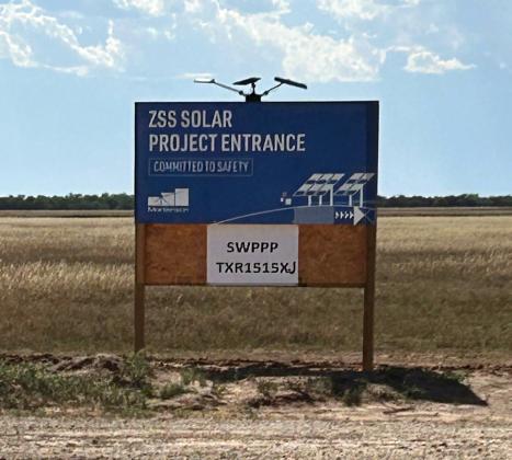 OFFICIALLY OPEN FOR BUSINESS Those looking to find their way to the field office for ZSS Solar will not have to guess where to go. The sign indicates the project is getting closer to being in full-blown construction.