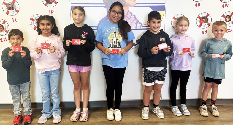 PERFECT ATTENDANCE Pre-K, Danny Hilario; Kindergarten, Jack Stewart; 1st, Eviana Albus; 2nd, Eva Sepeda; 3rd, Keaston Cypert; 4th, Hazel Thorn; 5th, Catalina Nunez. | COURTESY PHOTO