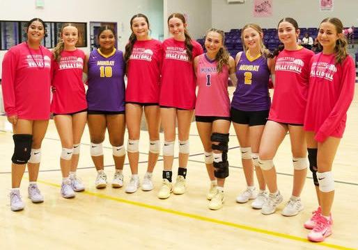 ACADEMIC ALL-DISTRICT RECOGNITION All nine Munday volleyball players received recognition for Academic All-District. Ambrey Myers and Kinslee Carver were also put on the Best and Brightest Teams by the American Volleyball Coaches Association (AVCA), Ambrey on the 1st team, Kinslee on the 2nd team. Ambrey has also earned the Texas High School Coaches Association (THSCA) Academic All-State 2ndTeam honor. | COURTESY PHOTO