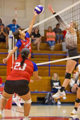 Bailey Espinosa goes up for tip