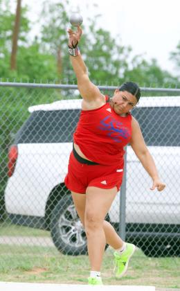SHOT PUT Aubrey Lerma took 2nd place in girls shot put to advance to regionals. | SHERI BATY