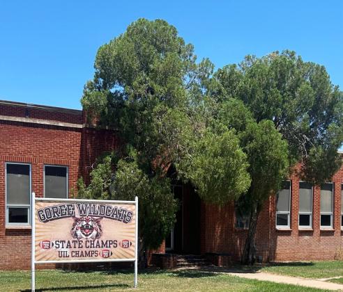 GOREE WILDCATS The entrance to Goree School boasts the football and academic prowess of the formerWildcats. It has been some time since students attended classes in this building, but the spirit of those champions lives on.