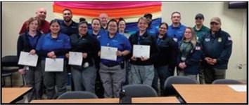 BDC staff members were recognized for going above and beyond for ICE. (back row l-r) Warden S. Mora, Lt. Z. Sotelo, K. Glover, Sgt. J. Mayo, K. Waldon, T. Johnson, J. Rodriquez, Sgt. J. Flores, (front row) A. Rodgers, G. Marin, A. Alajmi, M. Rodriquez, A. Cruz, M. Chavez, ICE SDDO W. Bemis and ICE DO S.Aquino. Courtesy photo
