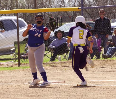 KC's Aubrey Lerma makes the out at first base | SHERI BATY PHOTO