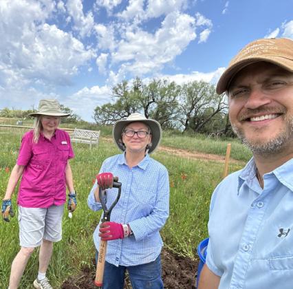 JIM BOB ART PARK AND TRAILS Renovations are underway at Knox County’s gem of a nature preserve off Highway 6 north of Benjamin. Ryan Copeland came out in June to help with the design of the Sydney Thiele Kuehler Wildflower Garden. Volunteers brainstormed and came with plans on managing water flow and drainage during the spring rains. Molly Rooke and Patti Hudson assisted in the preparation for the project. | COURTESY PHOTOS