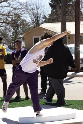 MHS Talan Collins takes a turn in the shot put ring Sheri Baty/The Knox County News-Courier