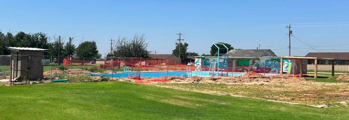 WORK IS PROGRESSING on the Munday swimming pool, located at 250 S. 13th Ave., Munday, Texas.
