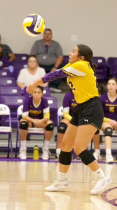 MHS's Brooklyn Rodriguez makes the volley. | SHERI BATY/NEWS-COURIER