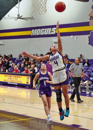 MOGULETTES WIN The Munday girls varsity basketball team defeated the Lady Stangs of Benjamin earlier this week 53-15. | LACI BOWMAN PHOTOS