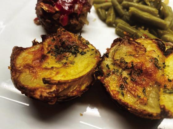 Golden potato stacks