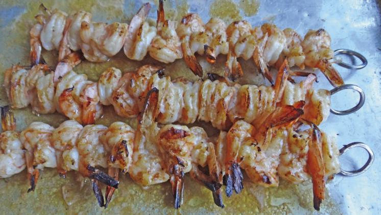 SUMMER SHRIMP An easy light meal for hot summer days is grilled shrimp. | ANGELINA LA RUE