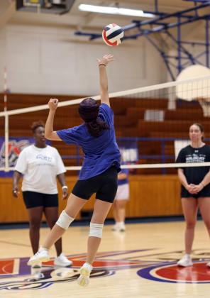 KNOX CITY HOUNDETTE Bella DePippo gets the evaluation at the net. | SHERI BATY