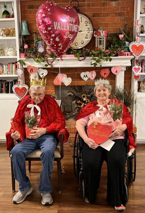 ROYALTY FOR A DAY The Munday Nursing Center crowned King Jerry Stickland and Queen Shirley Smith as Valentine’s Royalty for a Day. | COURTESY PHOTO