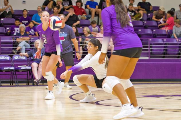 BENJAMIN DIGS DEEP Coach Cody Propps coached his Benjamin Lady Stangs team to its first home victory in the new Don Haskins Gym. | SHERI BATY PHOTO