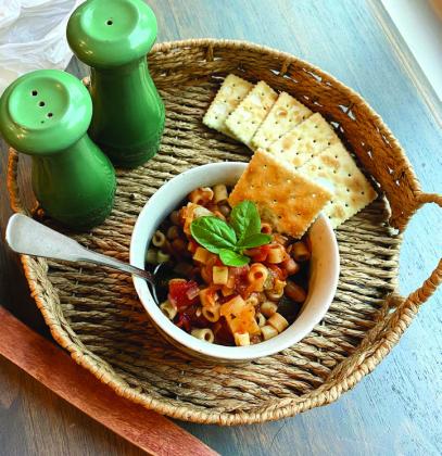 FALLVIBES Minestroneisawonderfulwaytokeep a soup in a hearty-way, satisfying yet packed with good nutrition. The addition of pasta, and even somepotatointhisversion,makesforafillingmeal. | ANGELINA LARUE PHOTO
