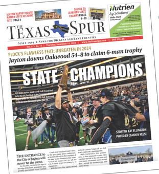 FRENSHIP HIGHSCHOOLER Camden Reesegothisshotatcovering theUIL StateFootball Chamionship inDecember 2024thankstoaTexasSpurconnection— andcameawaywithanawardwinning page-onephotograph.
