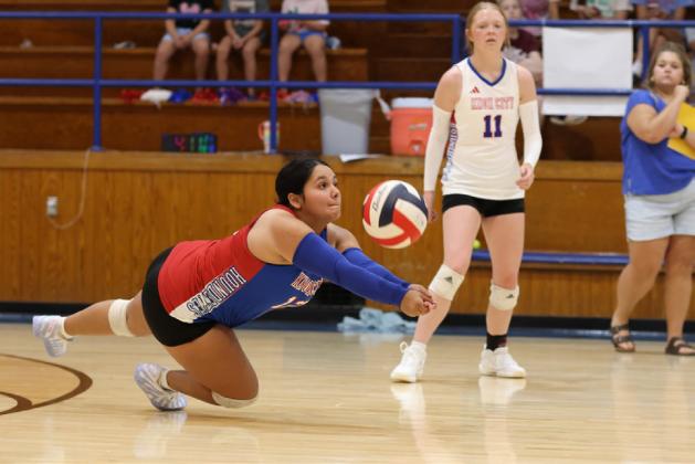 MILEY ARRIETA hits the court and saves the point in an August 10 match against Electra.