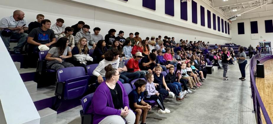 LARGECROWDINATTENDENCE Benjamin ISD staff and students, along with many special visitors, were in attendance to honor the memory and legacy of the late Coach Don Haskins for the grand opening and dedication of the Don Haskins Gym Sept. 25, 2025. | RACHEL FARMER PHOTOS