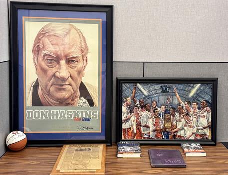 MEMORABILIA ON DISPLAY Throughout the new gym at Benjamin ISD can be found many interesting items of memorabilia on display from the life and legacy of Coach “The Bear” Don Haskins. | RACHEL FARMER PHOTOS