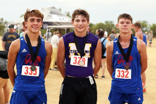 KNOX COUNTY HARRIERS Izaiah Trevino, Kyson Shahan, and Bently Stroud showed off their medals from the Haskell Cross Country Meet Aug. 26. | SHERI BATY